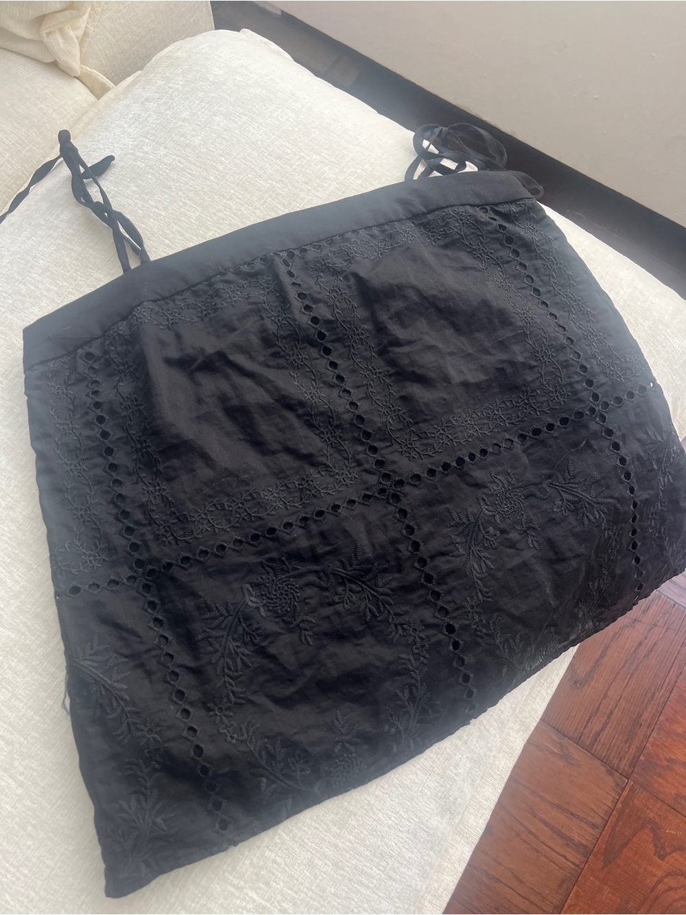Black Embroidered Strappy Top